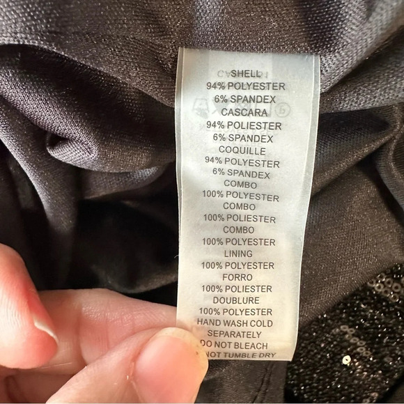 VINCE CAMUTO Sleeveless Sequin Hem modest Dress Size 10 Black Stretchy Lined - Picture 6 of 6